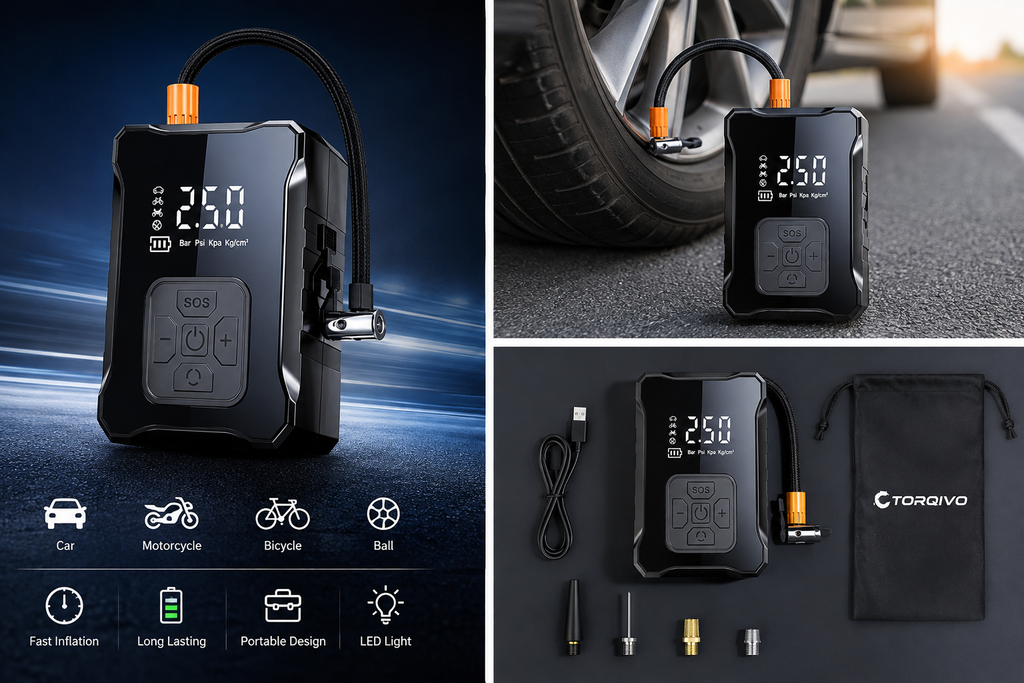 Torqivo AirForce™ — Portable Electric Tire Inflator